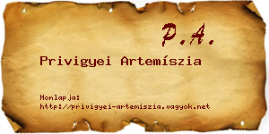 Privigyei Artemíszia névjegykártya